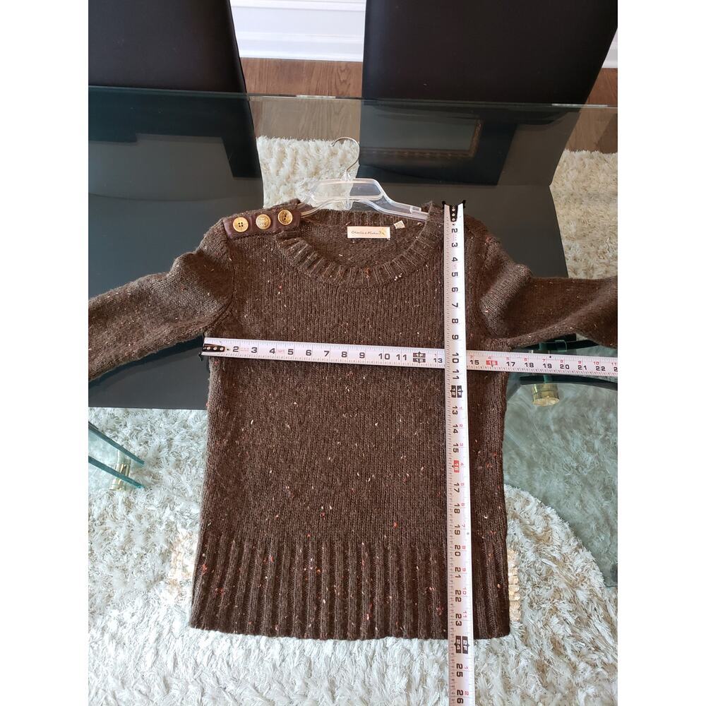 Charlie & Robin Sweater Womens Small Green Wool Long Sleeve Crew Neck Pullover - Picture 9 of 12